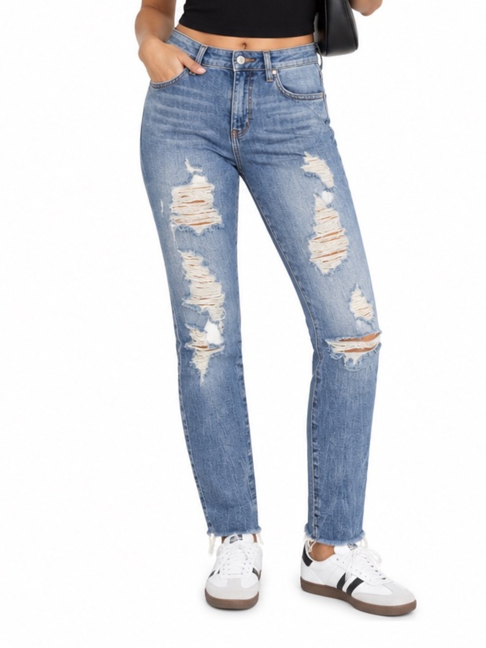 Guess Skinny Ankle Distressed Jeans Women’s 26 Ripped Raw Hem Y2K
